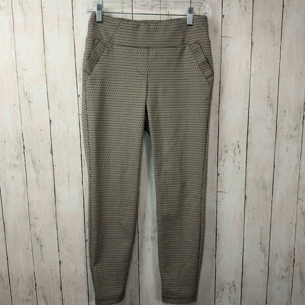 SOHO Women's Brown Houndstooth Plaid Pull-on Skinny Pants Size S